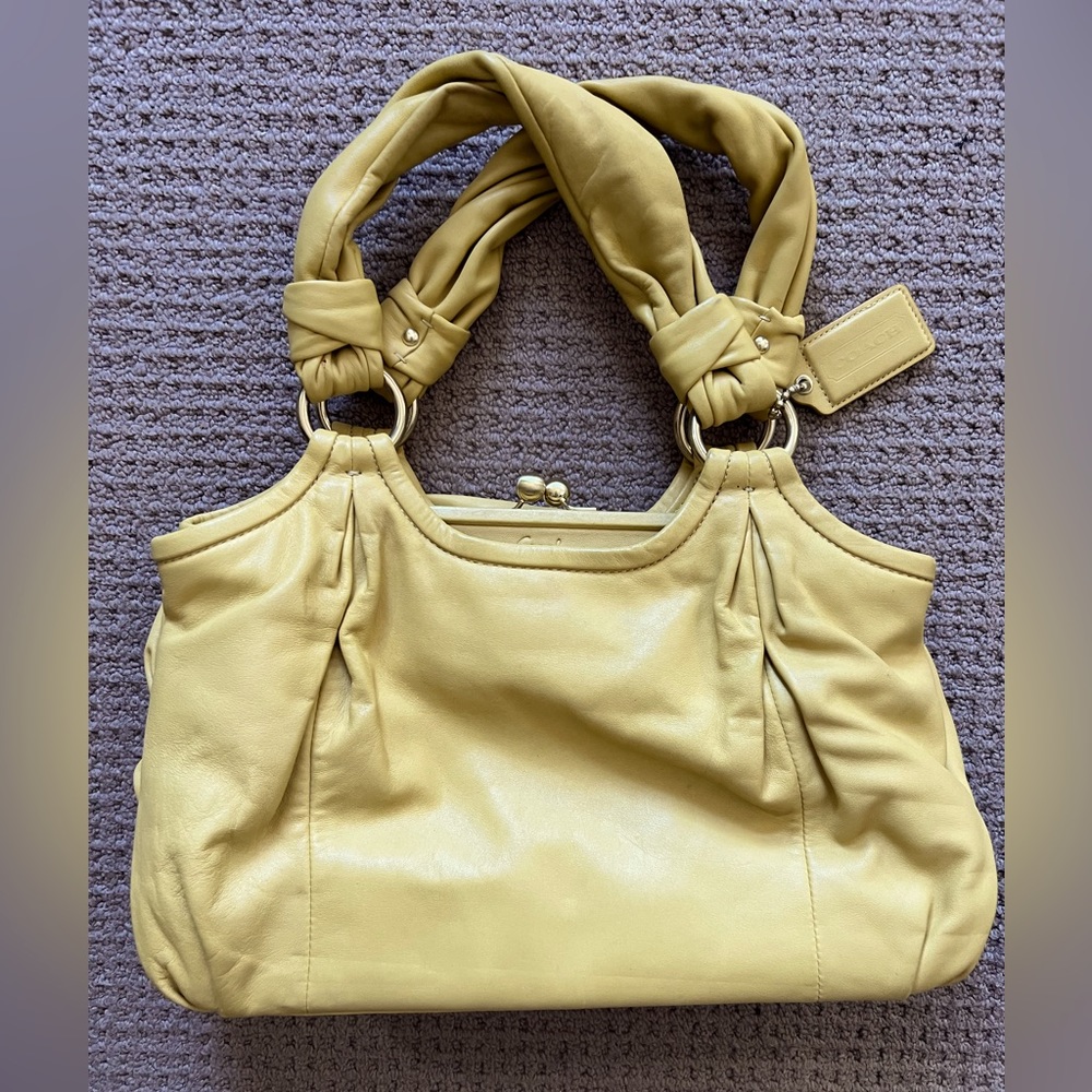 Coach yellow leather purse 14” x 10”